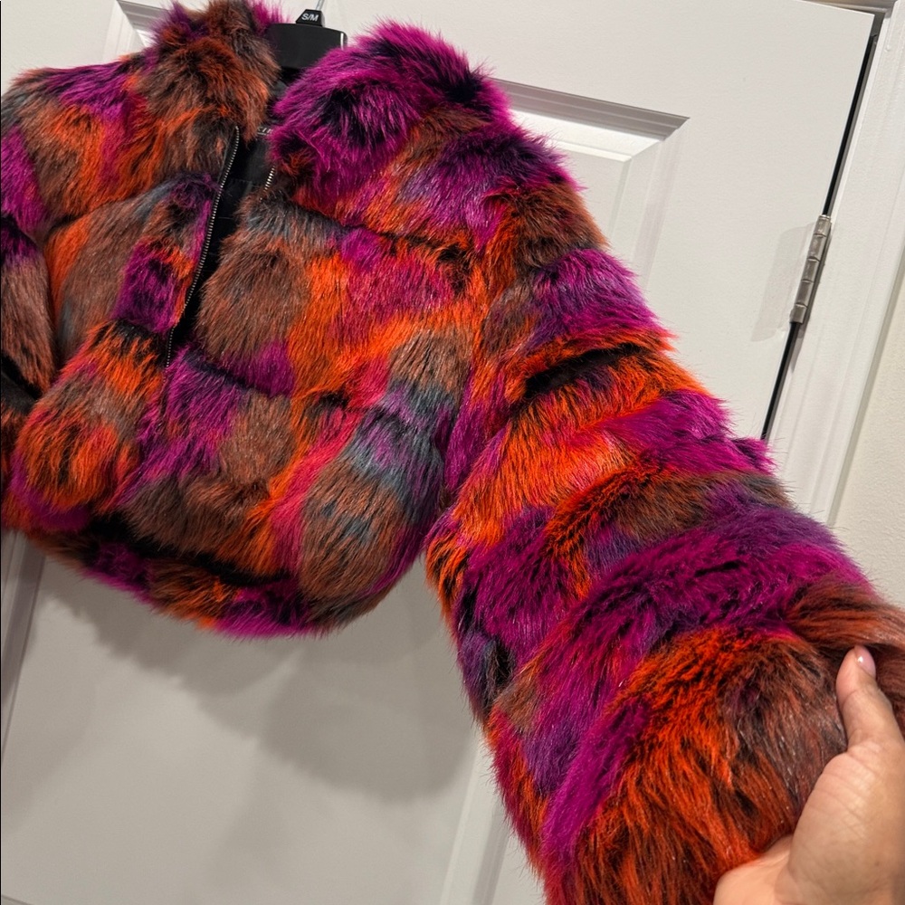 AKIRA Vibrant Faux Fur Hooded Jacket - Picture 6 of 11